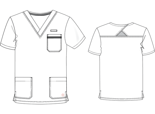 V-Tess tunika med V-hals og kontrastsøm White M 