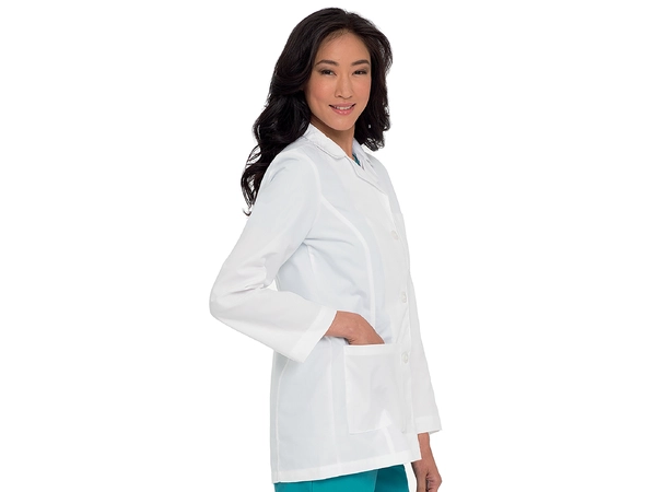 Essentials legefrakk med prinsessesøm White L 