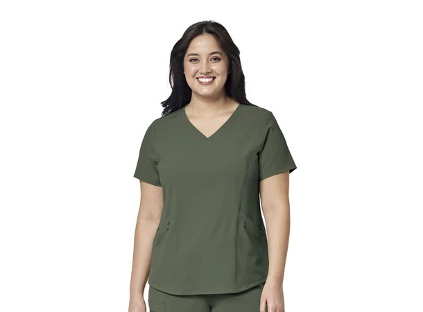 Renew Dametunika med V-hals og sidelomme Olive M 