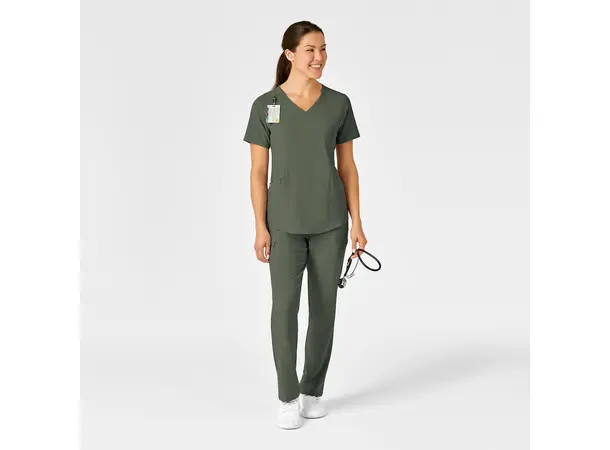 Renew Dametunika med V-hals og sidelomme Olive M 