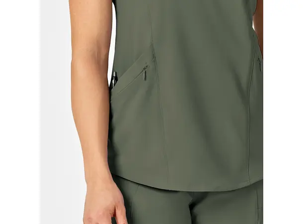 Renew Dametunika med V-hals og sidelomme Olive M 
