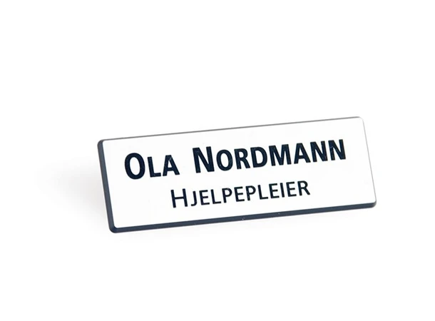 Rektangulært navneskilt, gravert Sort, Blå eller Rød skrift 