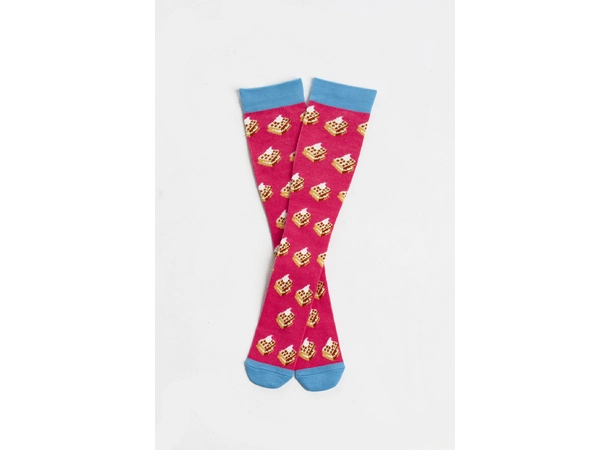 Landau Dame Støttestrømper Pink Bring Me Waffles-OneSize 