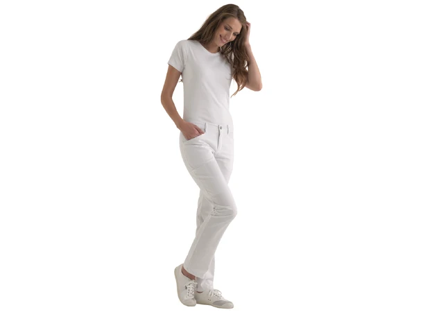 Standard Damechino med stretch hvit 48 