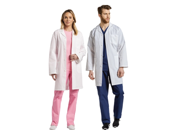 Laboratoriefrakk med ribbestrikk White XS 