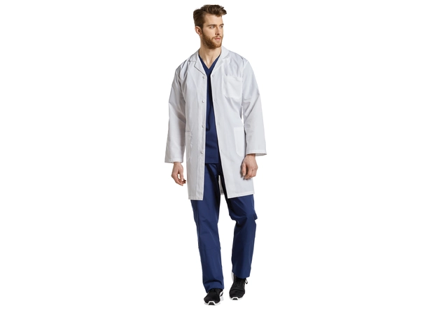 Laboratoriefrakk med ribbestrikk White XS 