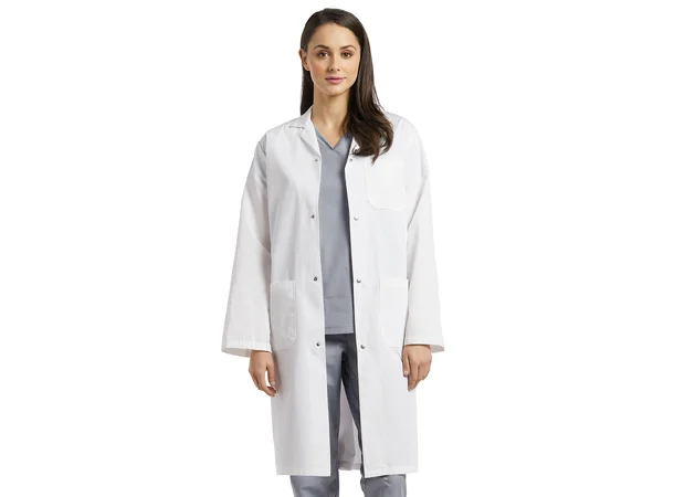 Laboratoriefrakk med ribbestrikk White XS 