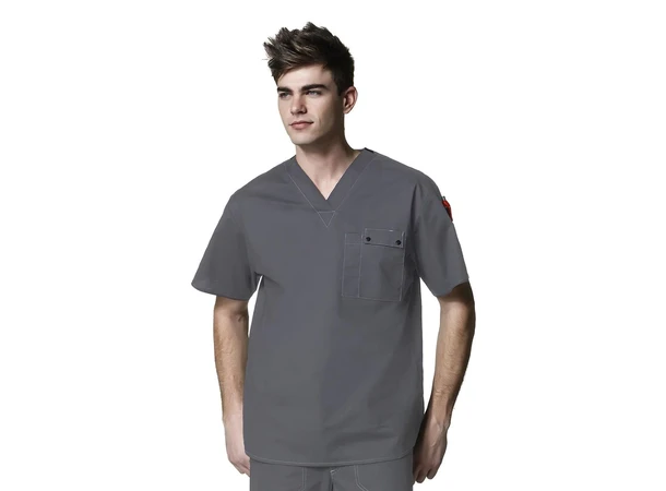 Herre scrub tunika med V-hals Pewter L 