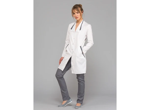 MAJA legefrakk for dame White+Graphite XL 