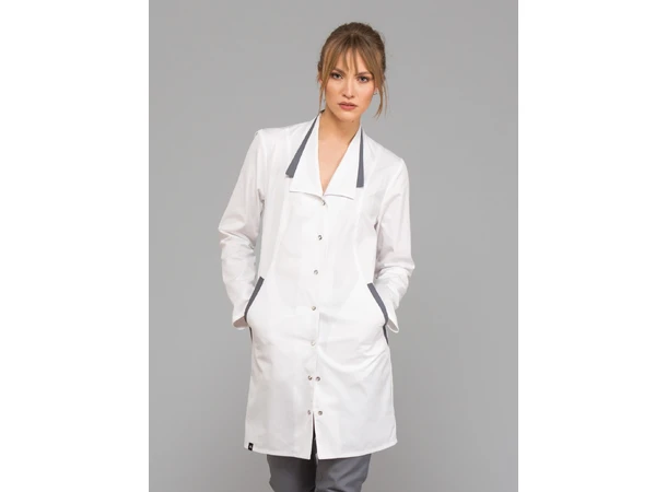 MAJA legefrakk for dame White+Graphite XL 