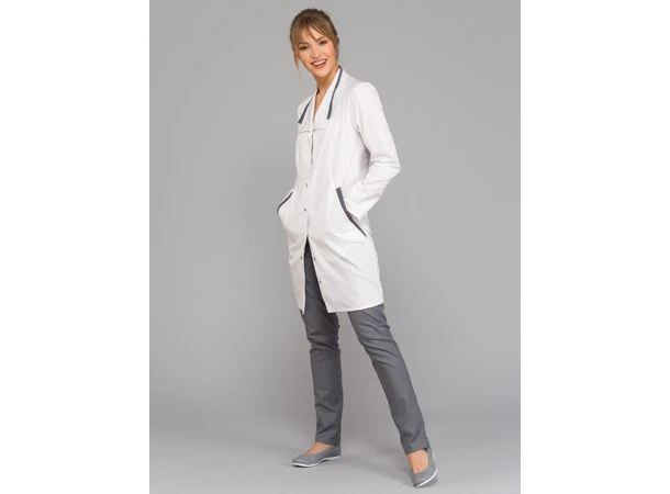 MAJA legefrakk for dame White+Graphite XL 