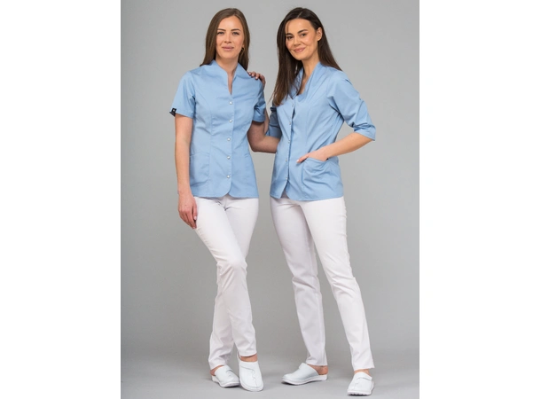 ROZA Dametunika med knapper i front Blue M 