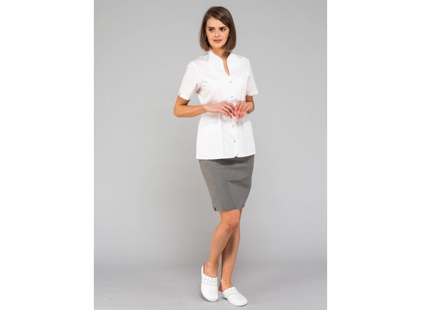 ROZA Dametunika med knapper i front White S 