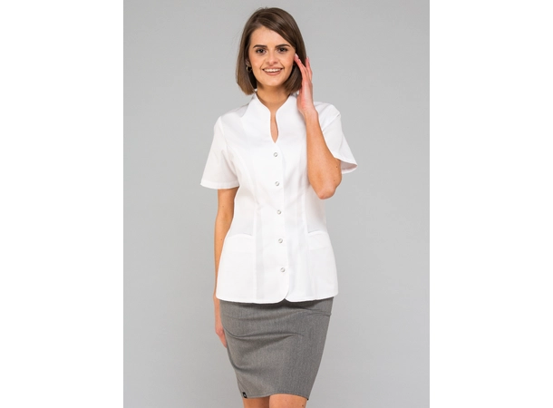 ROZA Dametunika med knapper i front White S 