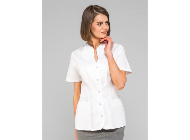 ROZA Dametunika med knapper i front White S 