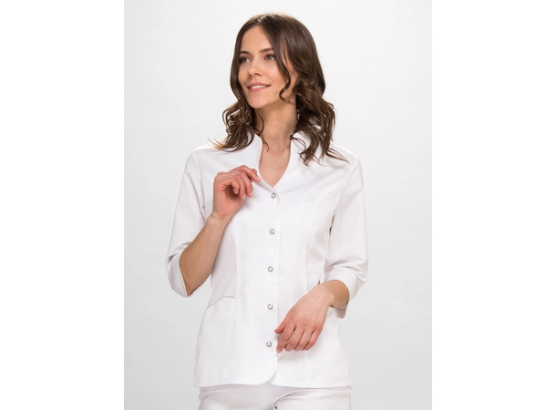 ROZA Dametunika med 3-kvart arm White+Powder Pink L 