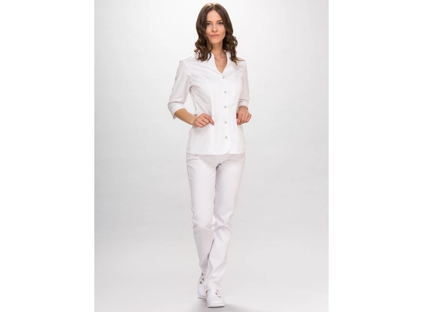 ROZA Dametunika med 3-kvart arm White+Powder Pink L 
