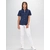 ROZA Dametunika med knapper i front Ink Blue+White M 