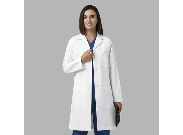 Laboratoriefrakk for dame, lang model White S 