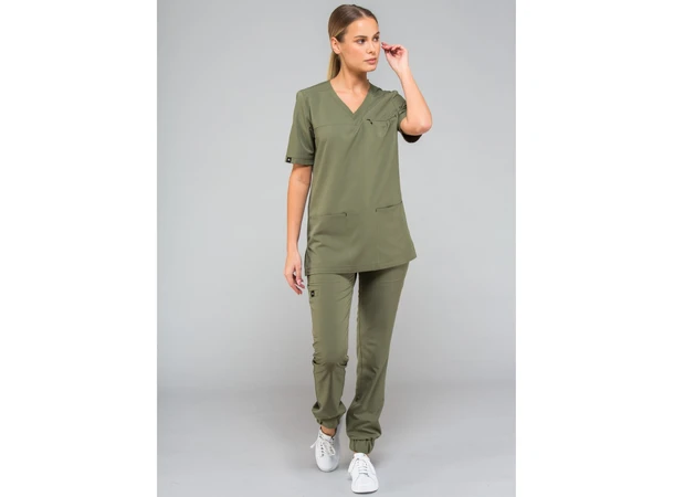AVA Dametunika med brystlomme Khaki M 