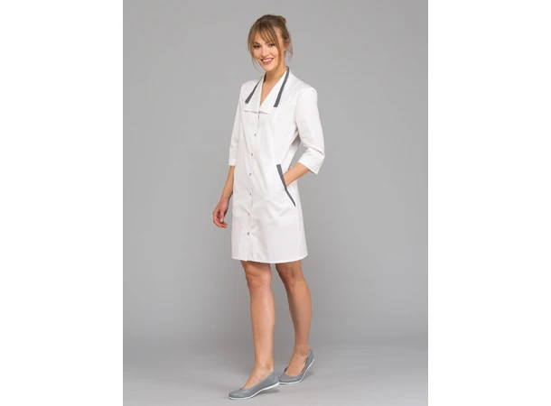 MAJA legefrakk med 3-kvart erm White+Graphite M 