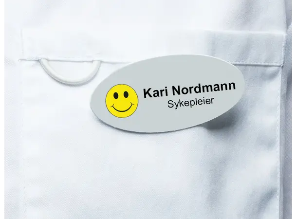 Navneskilt med Smileymotiv Ovalt eller rektangulært 