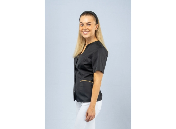 ROZA Dametunika med knapper i front Black+Gold M 