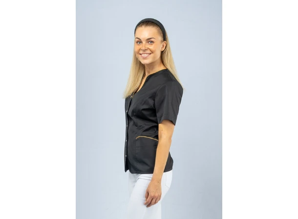 ROZA Dametunika med knapper i front Black+Gold M 