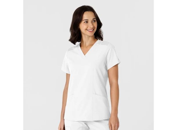 W123 Dametunika med kurvet V-hals White 3XL 
