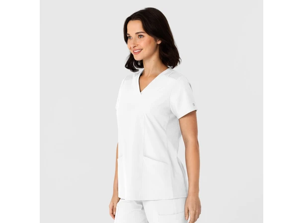 W123 Dametunika med kurvet V-hals White 3XL 