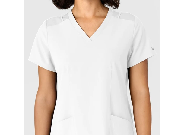 W123 Dametunika med kurvet V-hals White 3XL 