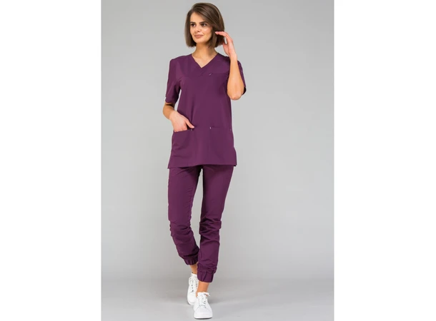 AVA Dametunika med brystlomme Plum S 