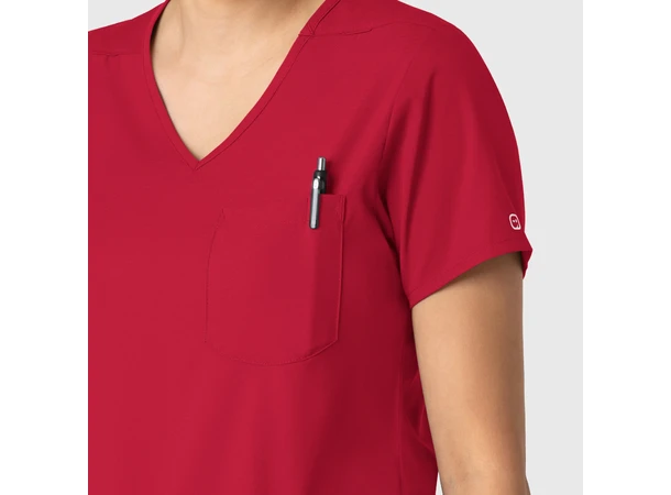 Boundless Dametunika med kurvet V-hals Red S 