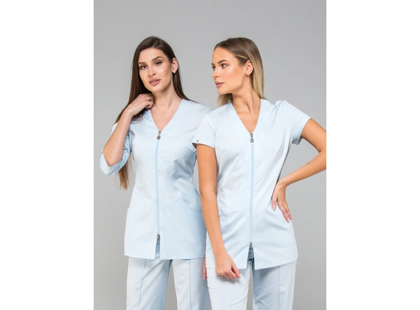 LILY Dametunika med glidelås i front Baby Blue XS 