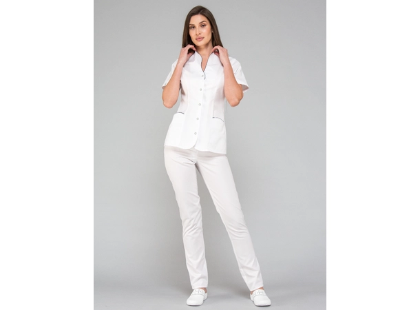 ROZA Dametunika med knapper i front White+Ink Blue L 