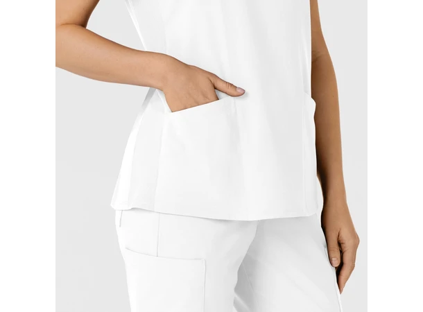 W123 Dametunika med kurvet V-hals White XXL 