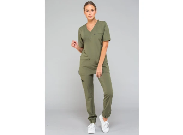 AVA Dametunika med brystlomme Khaki XL 