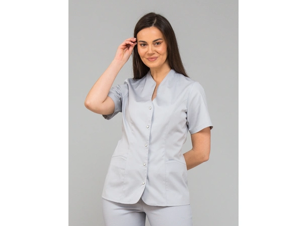 ROZA Dametunika med knapper i front Grey M 