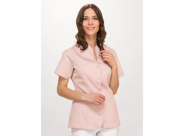 ROZA Dametunika med knapper i front Powder Pink S 