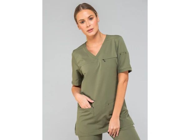 AVA Dametunika med brystlomme Khaki XXL 