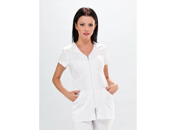 LILY Dametunika med glidelås i front White S 
