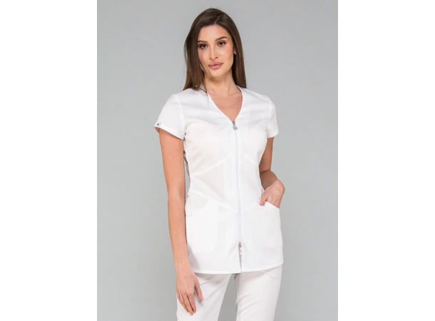 LILY Dametunika med glidelås i front White S 