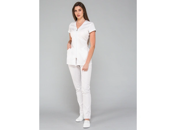LILY Dametunika med glidelås i front White S 