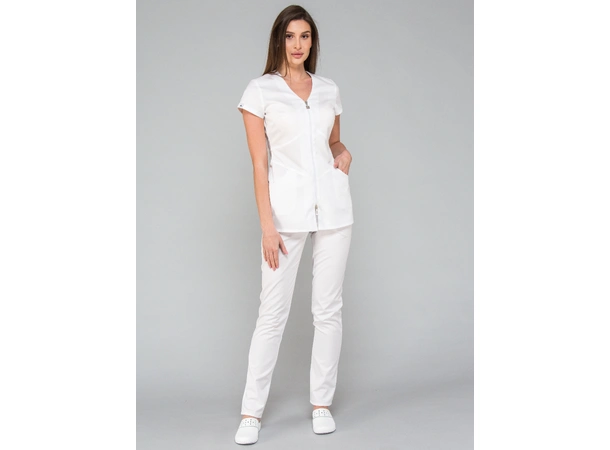 LILY Dametunika med glidelås i front White S 