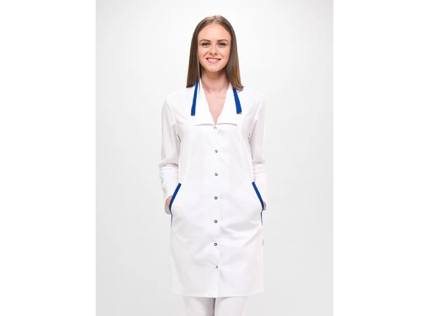 MAJA legefrakk for dame White+Cobalt XXL 