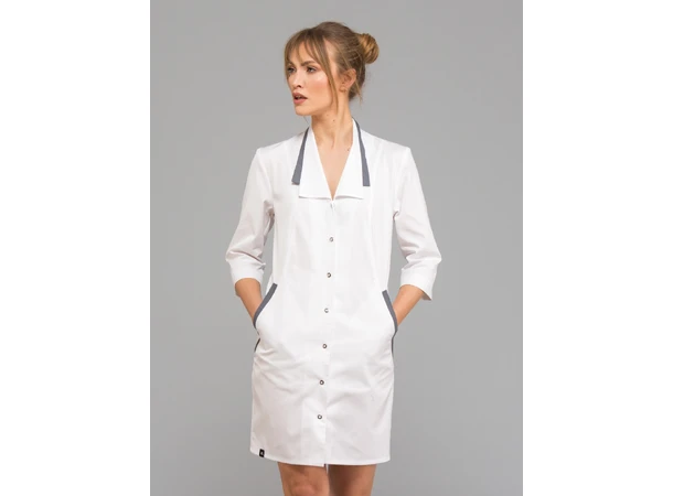 MAJA legefrakk med 3-kvart erm White+Graphite XXL 