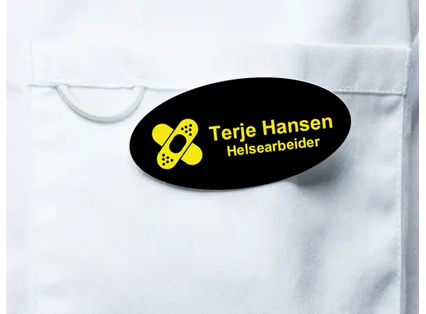 Navneskilt med helse- og pleiemotiv Ovalt eller rektangulært 