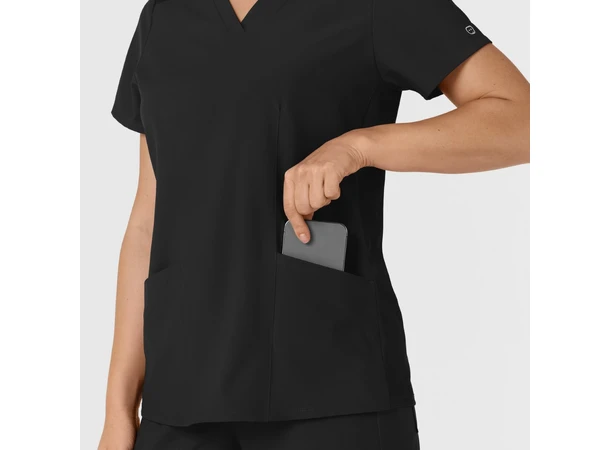 W123 Dametunika med kurvet V-hals Black S 