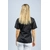 ROZA Dametunika med knapper i front Black+Gold XXL 