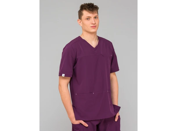 LEO Herretunika med brystlomme Plum  S 